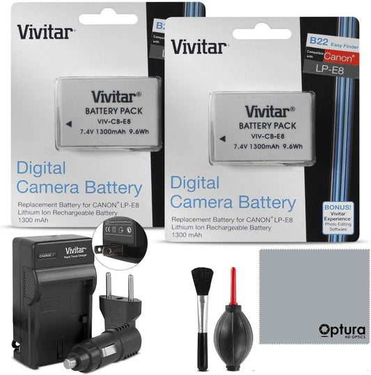 Vivitar LP-E8 Battery and Charger Kit for Canon DSLR Cameras