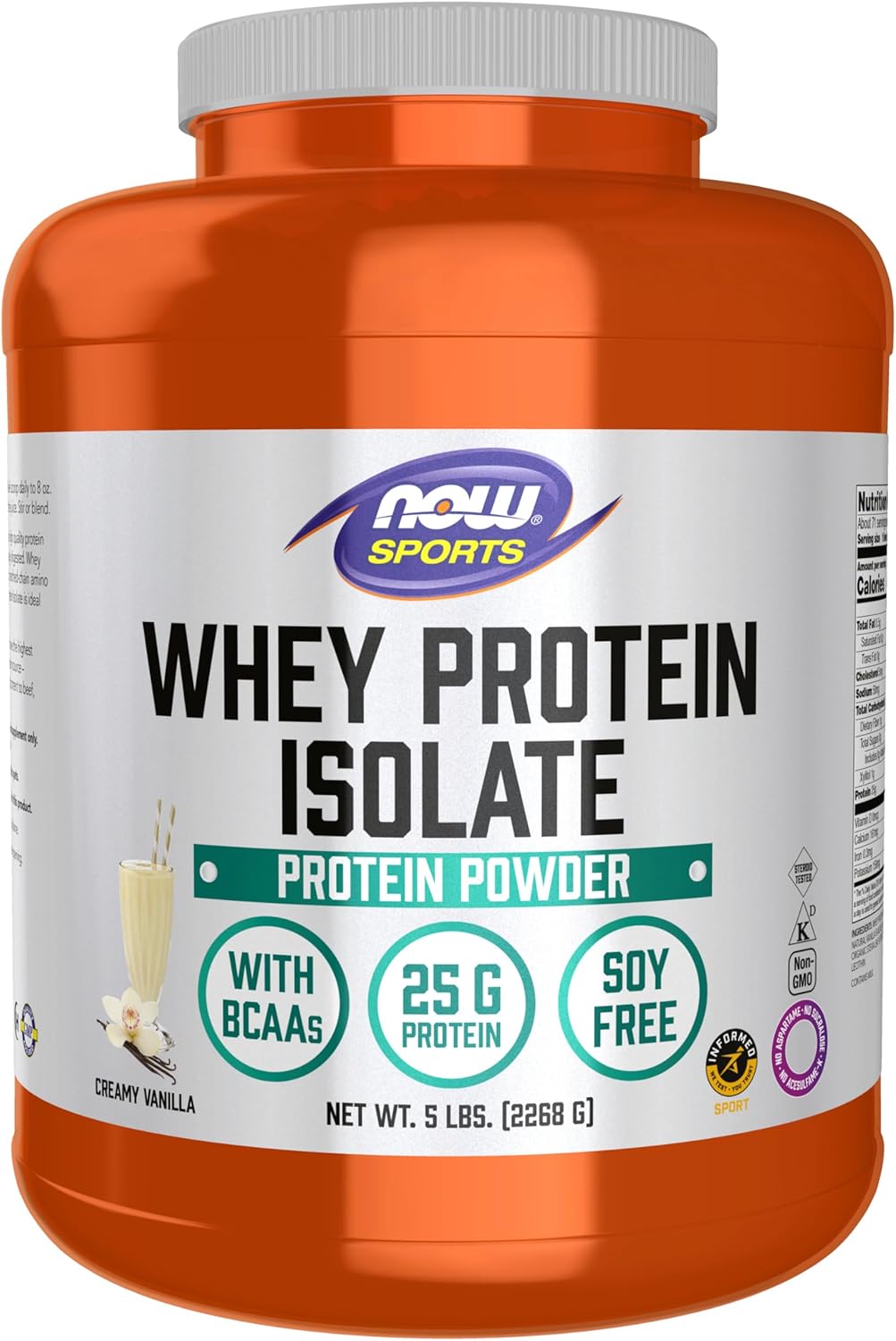 NOW Whey Protein Isolate with BCAAs in Creamy Vanilla Flavor