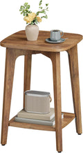 Side Table Small Square End Table with Lower Shelf - Compact