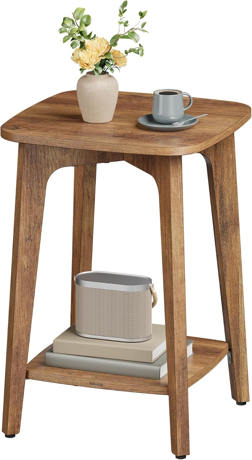 VASAGLE Small Square End Table with Lower Shelf for Living Room