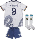 LeenBD Kylian No 9 Madrid White Dragoon Kids Soccer Jersey Set - Fan