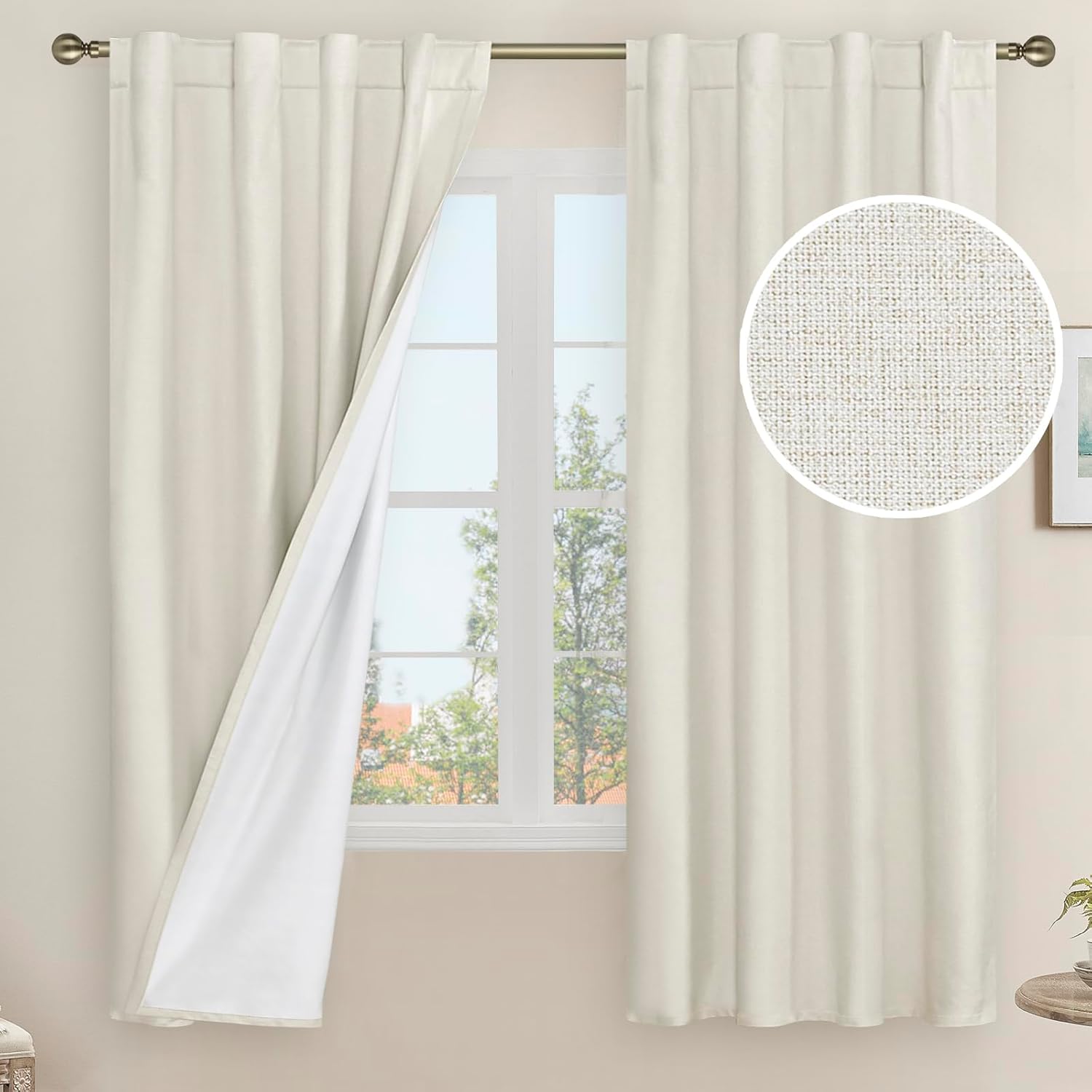 LAMIT Natural 100% Blackout Linen Curtains for Elegant Homes