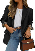 ZESICA Women's Fall Business Casual Blazer - Leopard Lined Work Jacket