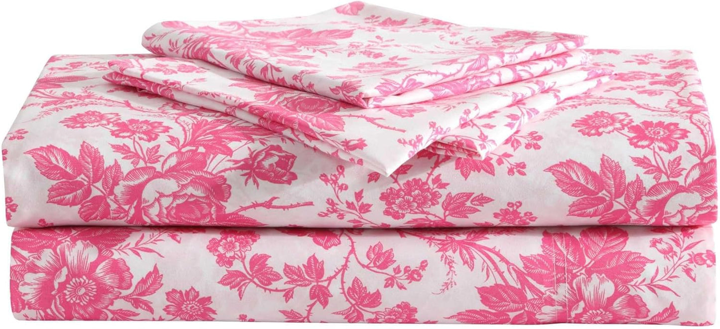 Betsey Johnson Microfiber Pink 4 Piece Sheet Set for Queen Beds