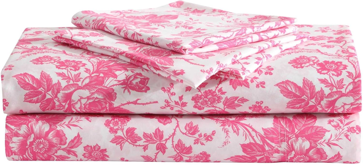 Betsey Johnson Microfiber Pink 4 Piece Sheet Set for Queen Beds