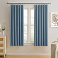 Dusty Slate Blue Blackout Curtains Pinch Pleat 40 x 45 in - Room