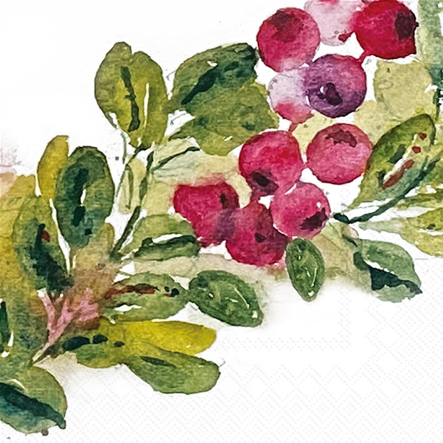 IHR Cocktail Napkins, Cranberry Wreath Design, 20-Count
