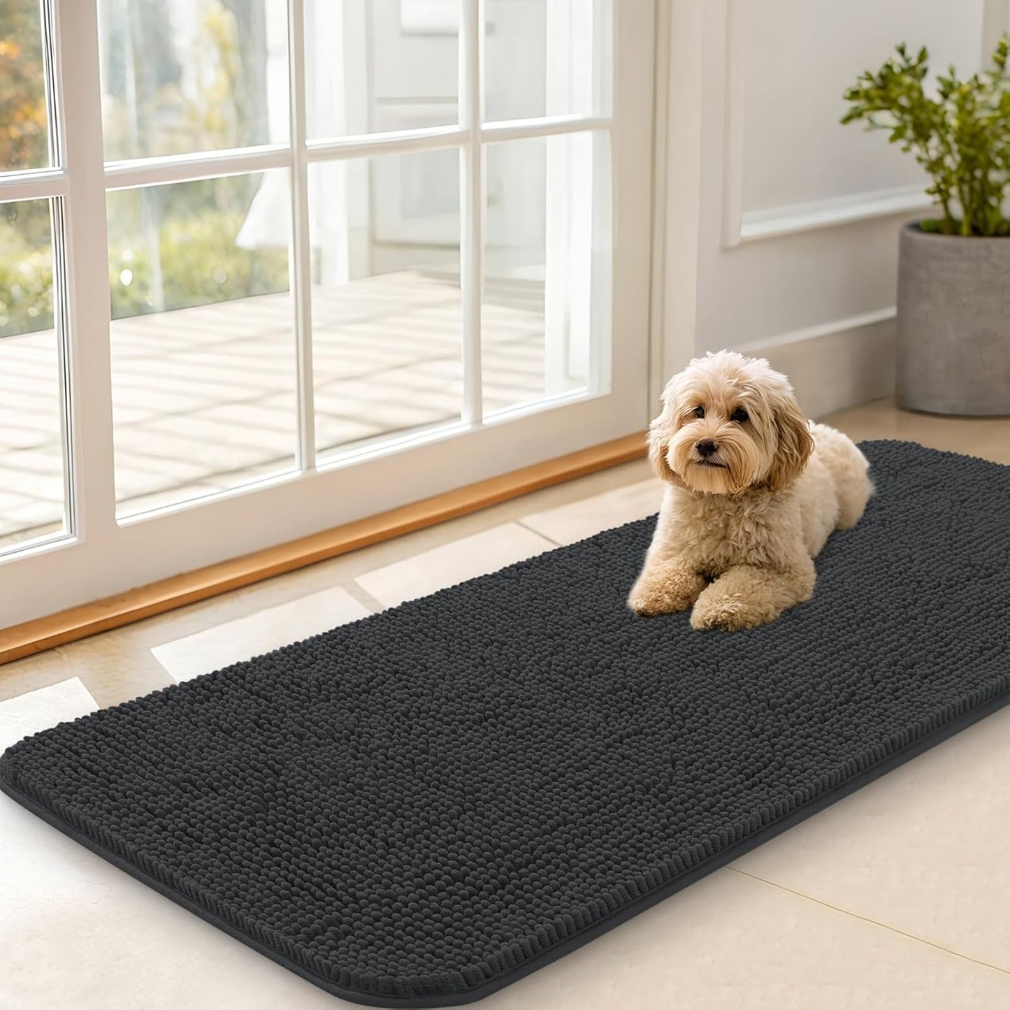 OLANLY Dog Door Mat for Muddy Paws - Absorbent Chenille Mat