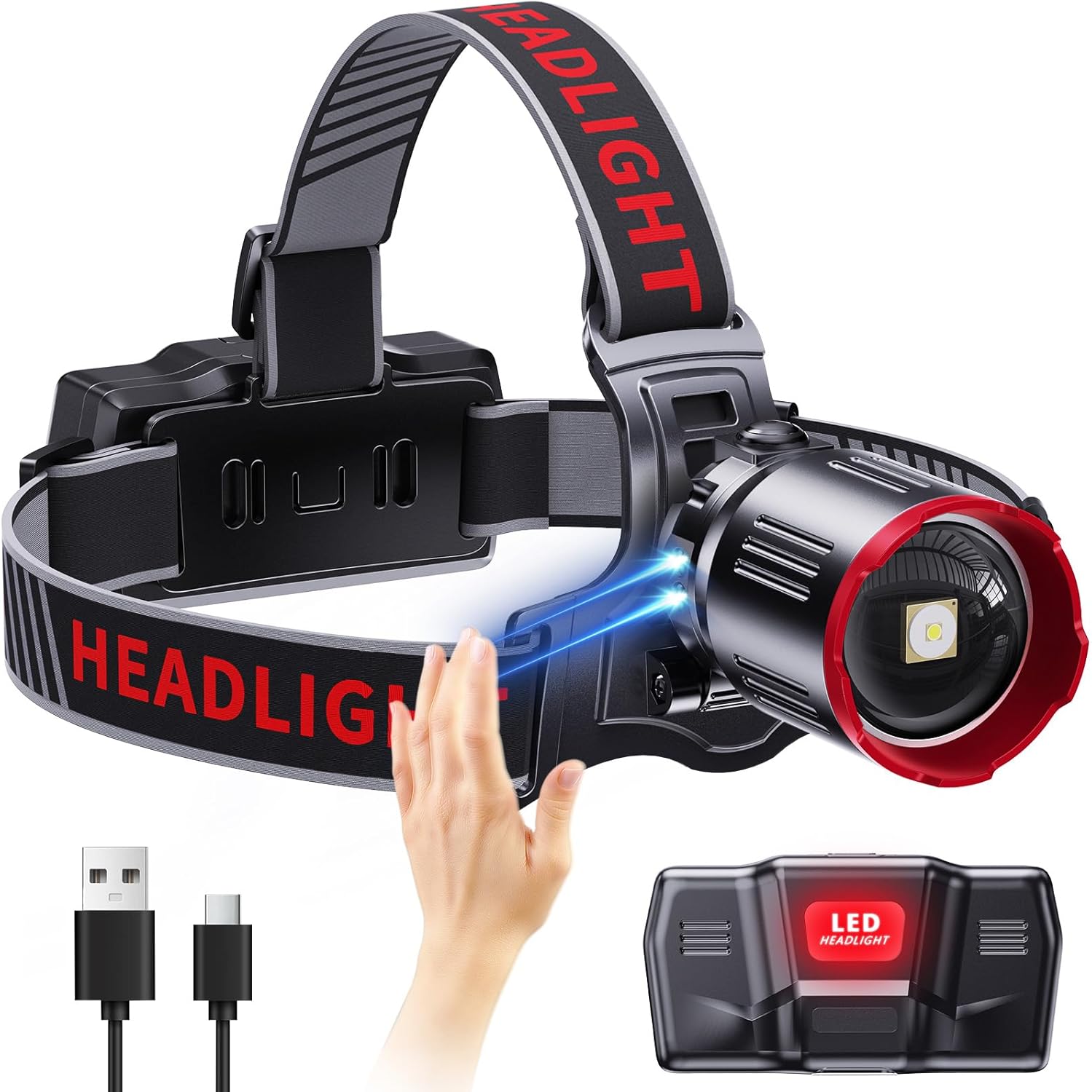 2000 LUMENS LED Rechargeable Head Lamp for Outdoor Activities