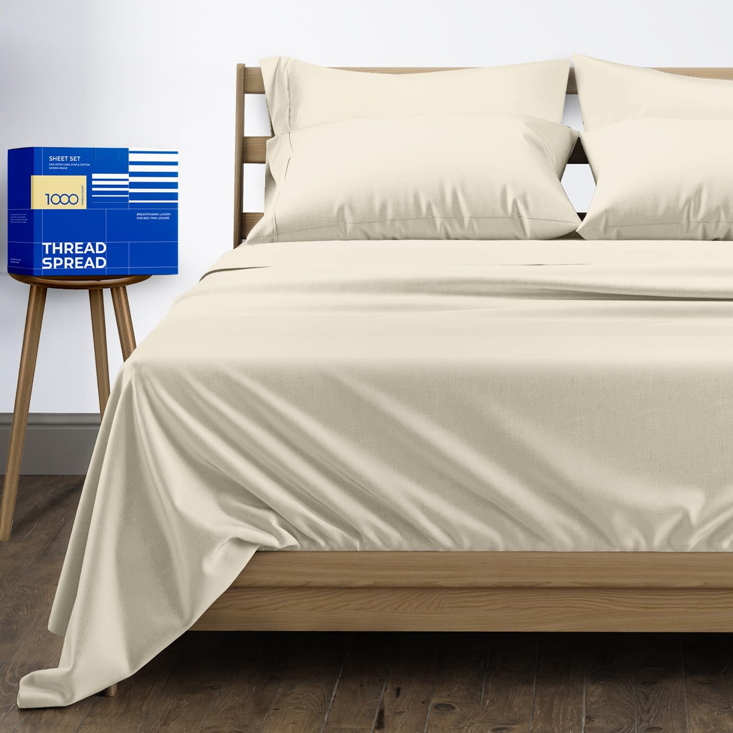 THREAD SPREAD 100% Pure Egyptian Cotton Queen Size Sheets Set