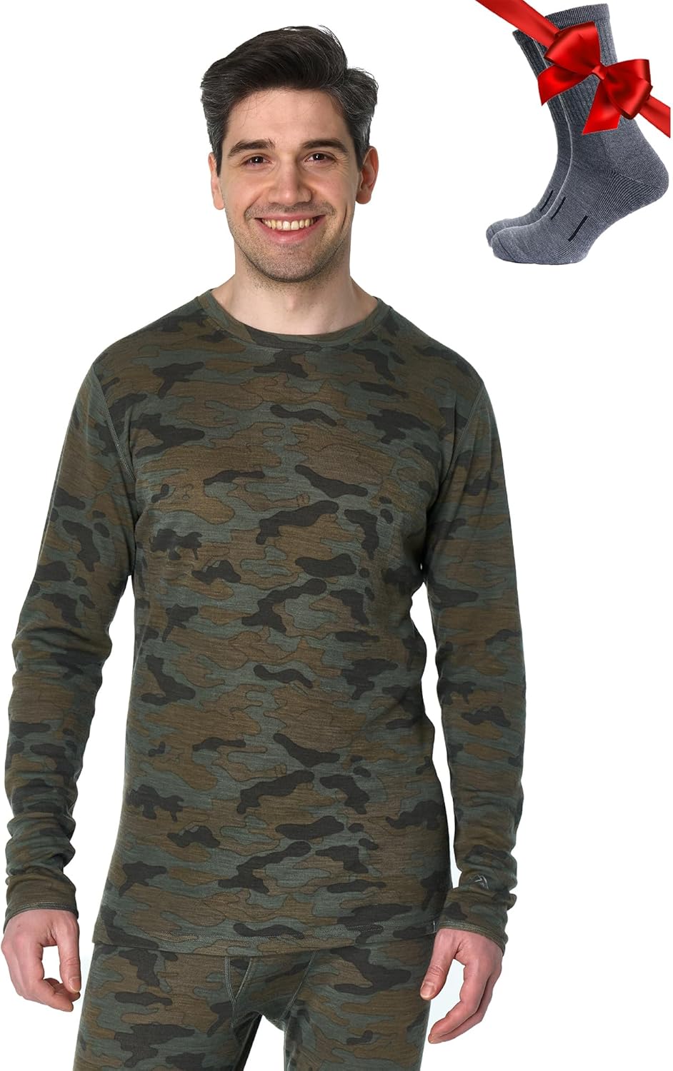Merino Wool Base Layer - Mens Thermal Shirts & Socks Set
