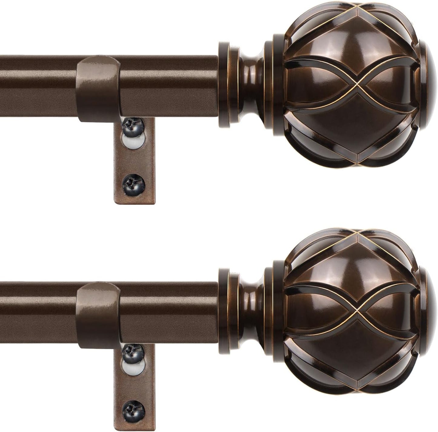 HOTOZON 2 Pack Window Rods - Adjustable Length, Stylish Finials