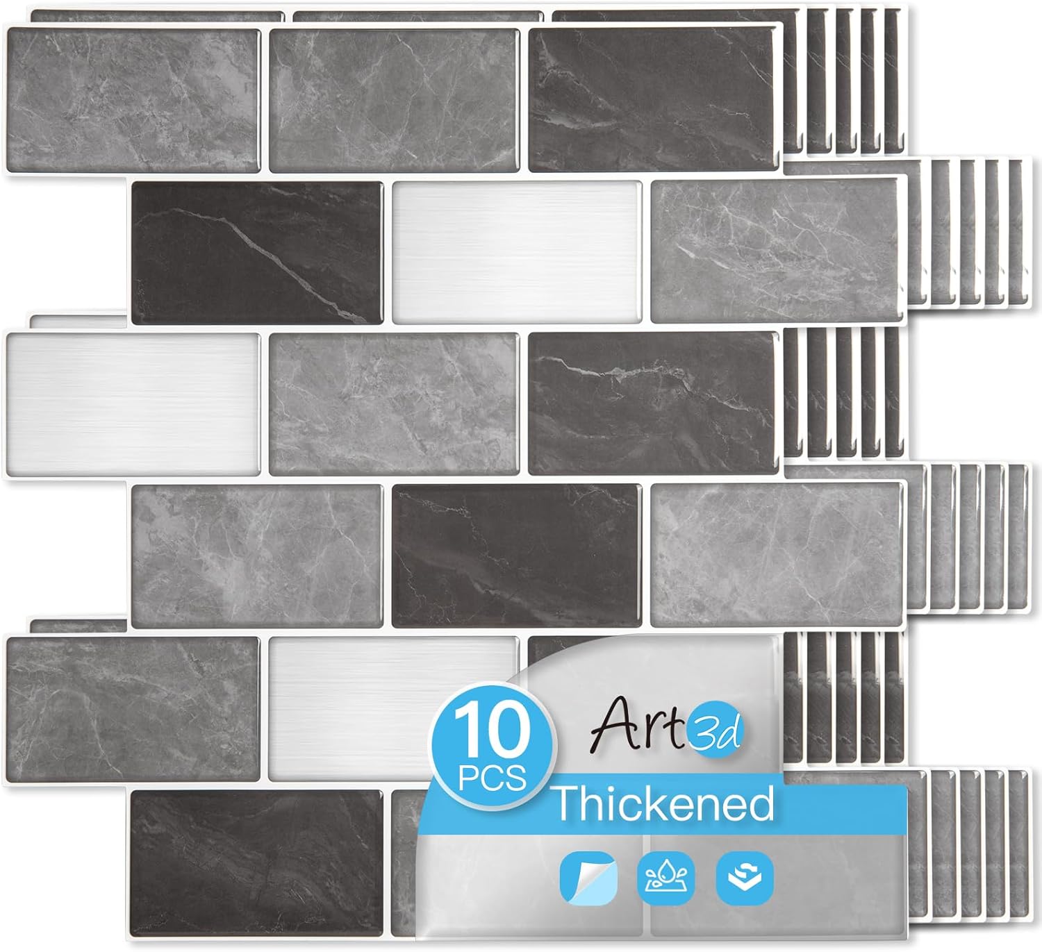 Art3d Peel and Stick Granite Wall Tiles for Kitchen & Bathroom