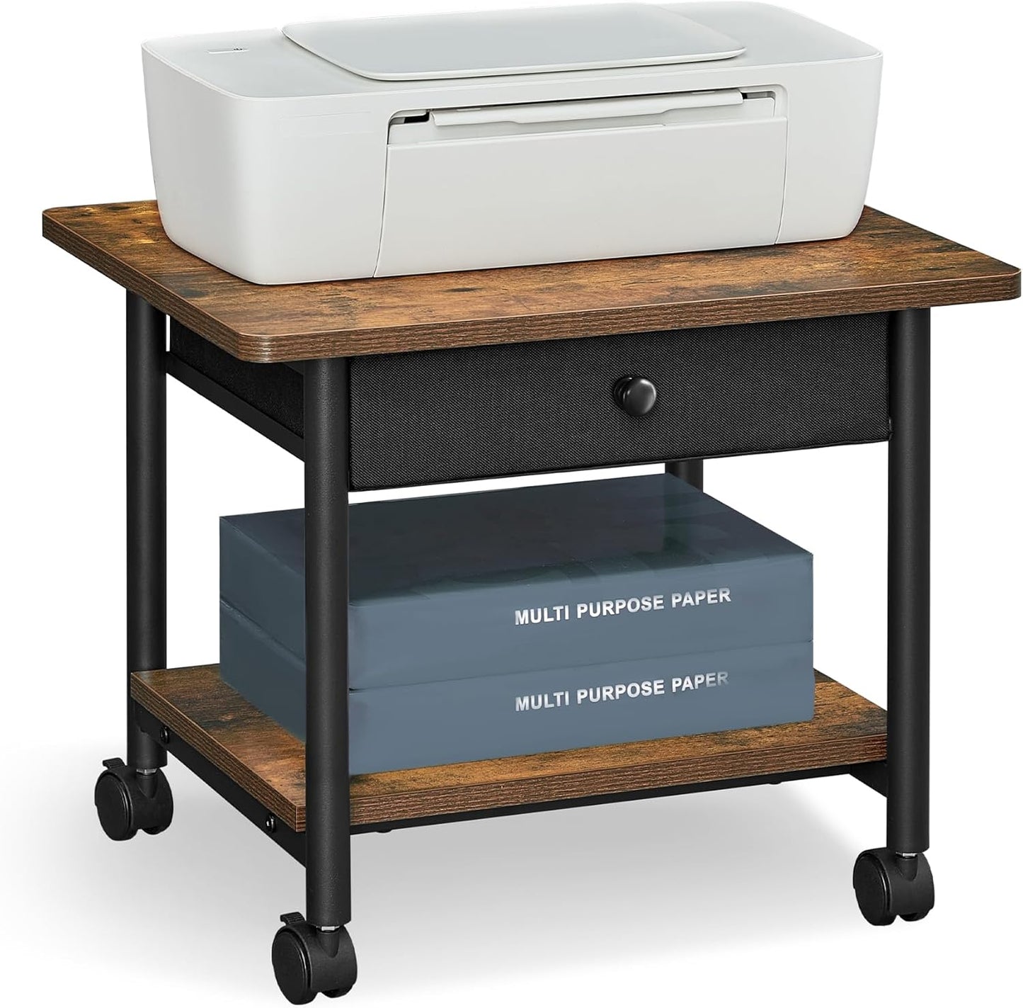 VASAGLE Heavy-Duty Printer Stand with Locking Wheels for Office