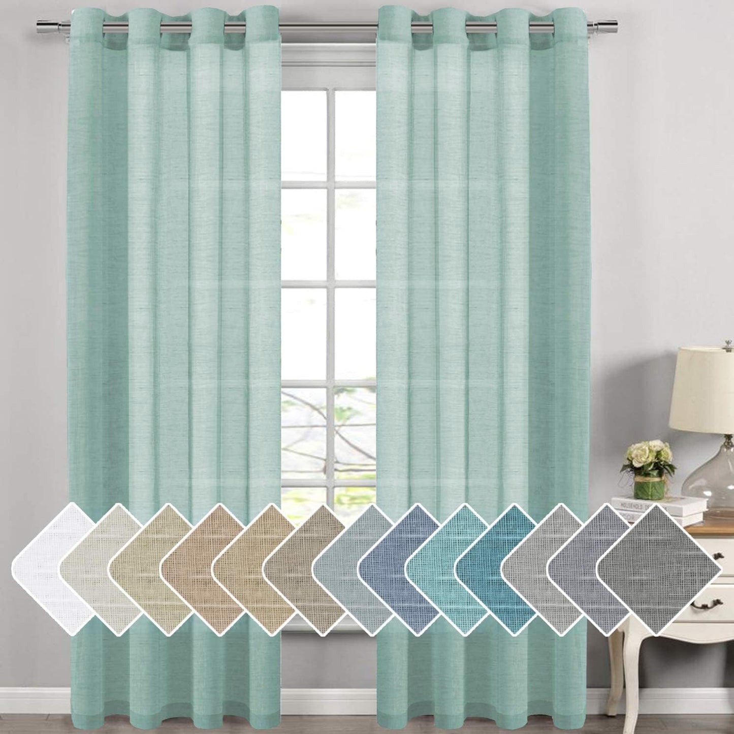 Natural Linen Semi-Sheer Curtains for Elegant Home Decor