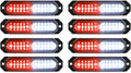 Red/White 8pc Ultra Slim 12-LED Surface Mount Strobe Lights - Syncable