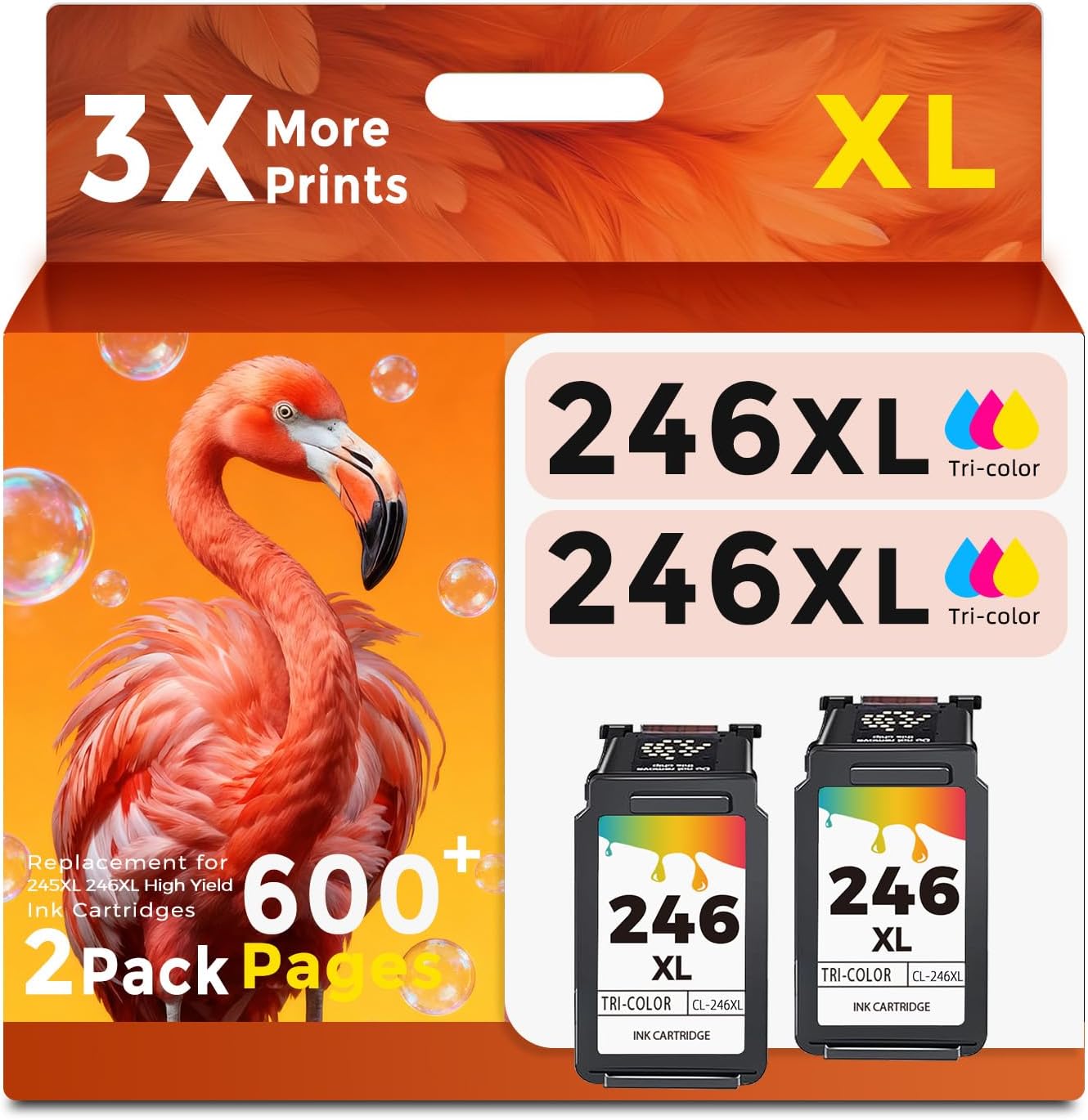 246XL Color Ink Cartridge 2 Pack for Canon Printers - High Yield