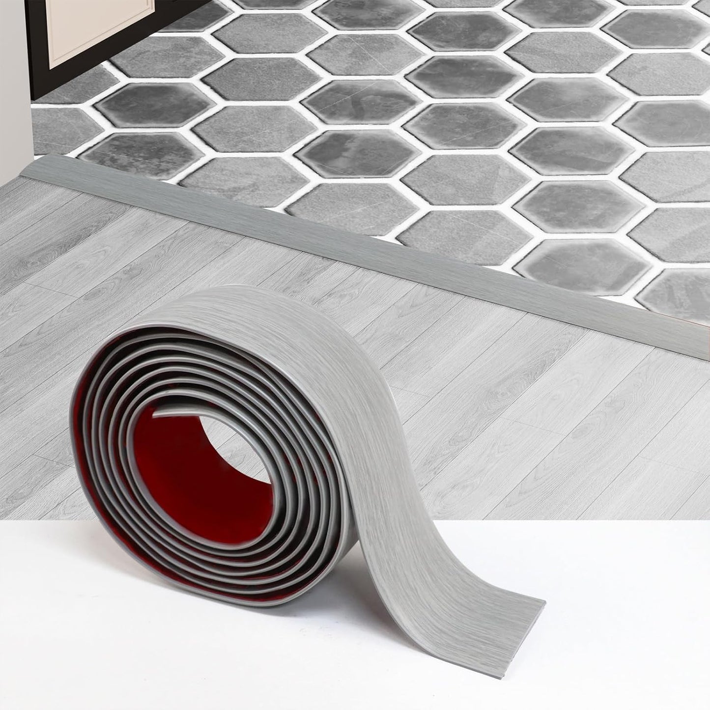 Floor Transition Strip - Self-Adhesive PVC Trim for Carpet Gaps