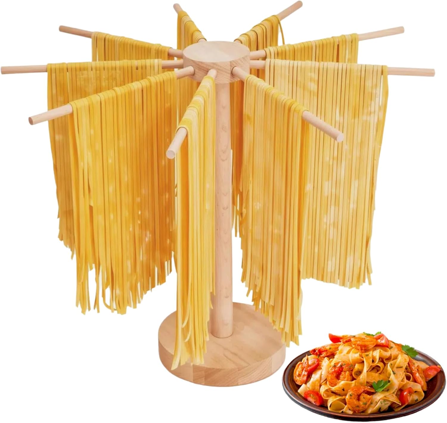 Large Wood Pasta Drying Rack - Collapsible for Fresh Noodles!