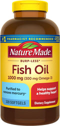 Nature Made Burp Less Fish Oil 1000mg Softgels - Heart Support