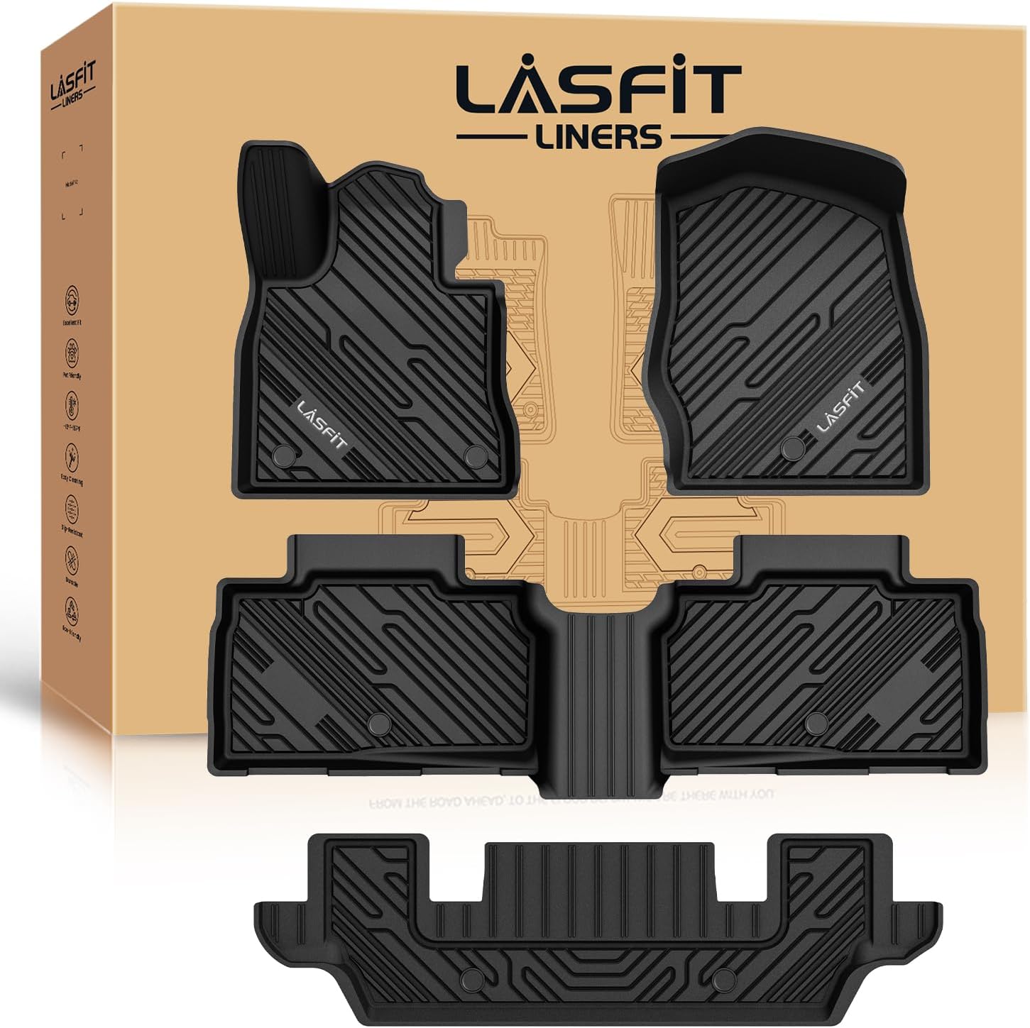 LASFIT Floor Mats for Ford Explorer 2020-2025 - All Weather Liners