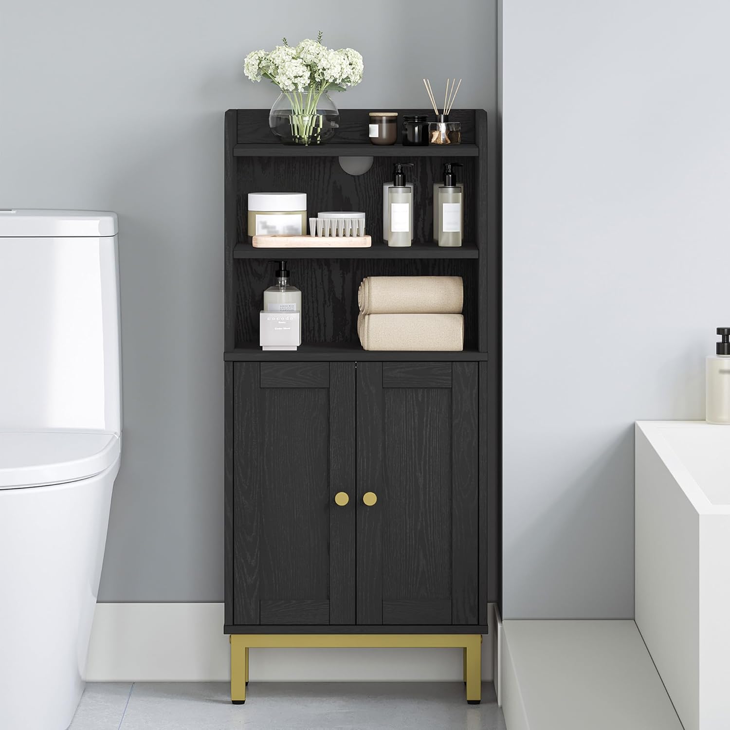 Bathroom Storage Cabinet with Adjustable Shelves for Small Spaces