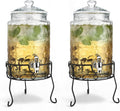 1.5 Gallon Drink Dispenser 2 Pack - Classic Hammered Glass Stand