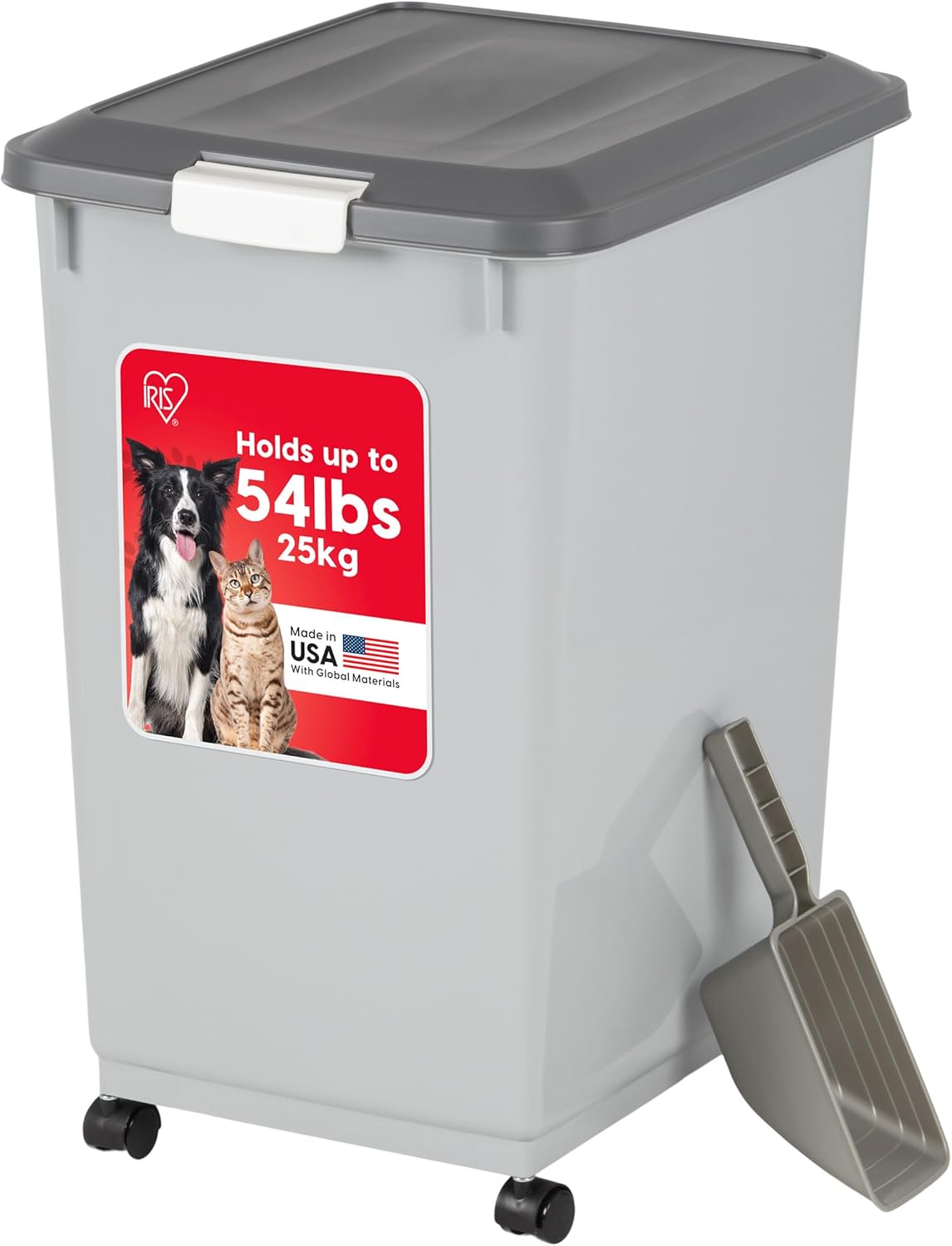 IRIS USA Dog Food Storage Container with Wheels for Freshness