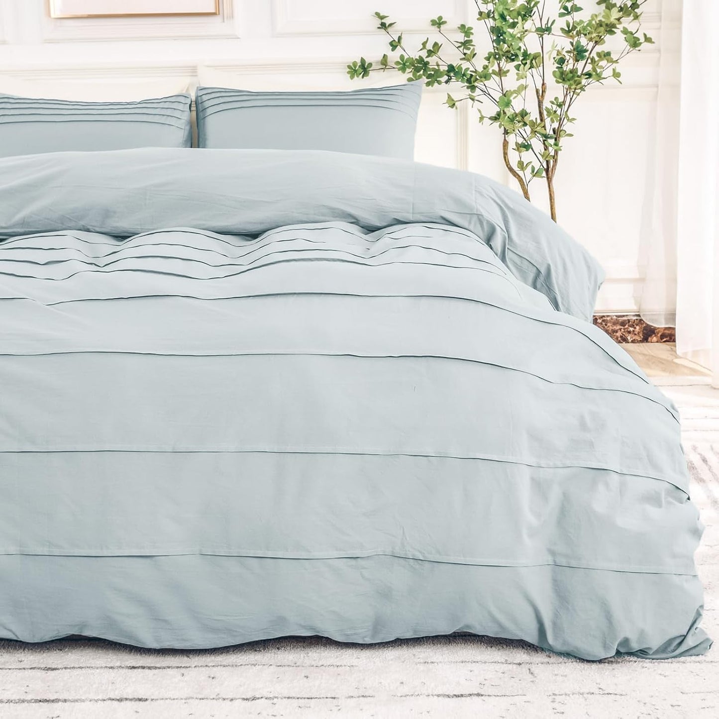NEXHOME PRO 100% Washed Cotton Duvet Cover Twin Size Set