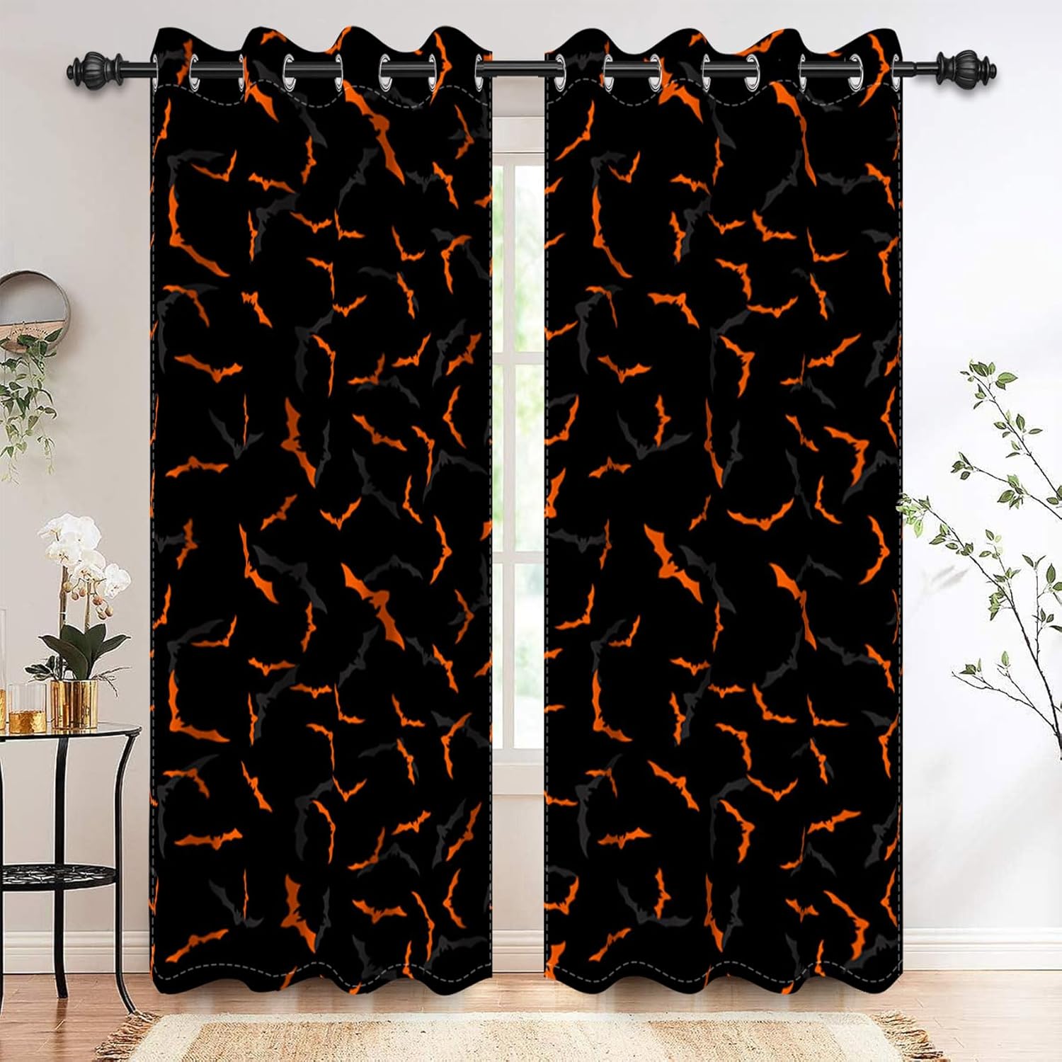Halloween Blackout Bats Curtains Set - 63x42