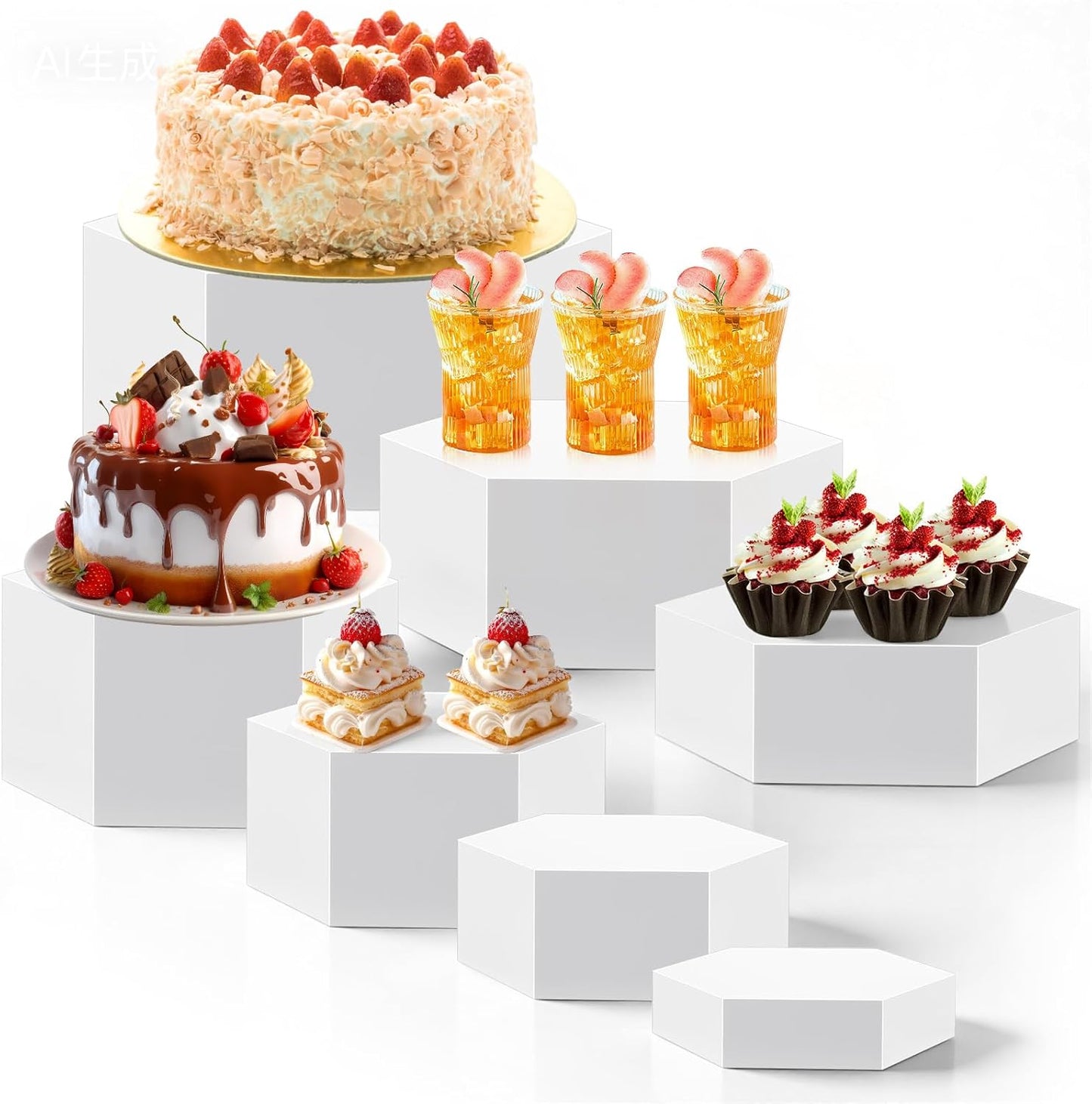 7 Pcs Large Buffet Risers Set for Catering and Display Needs