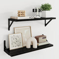 Wall Shelves Long 24 in W x 8 in D Set of 2 - Black Display Ledge