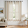 Linen Semi Sheer Curtains 72 in Long - Light Filtering Privacy