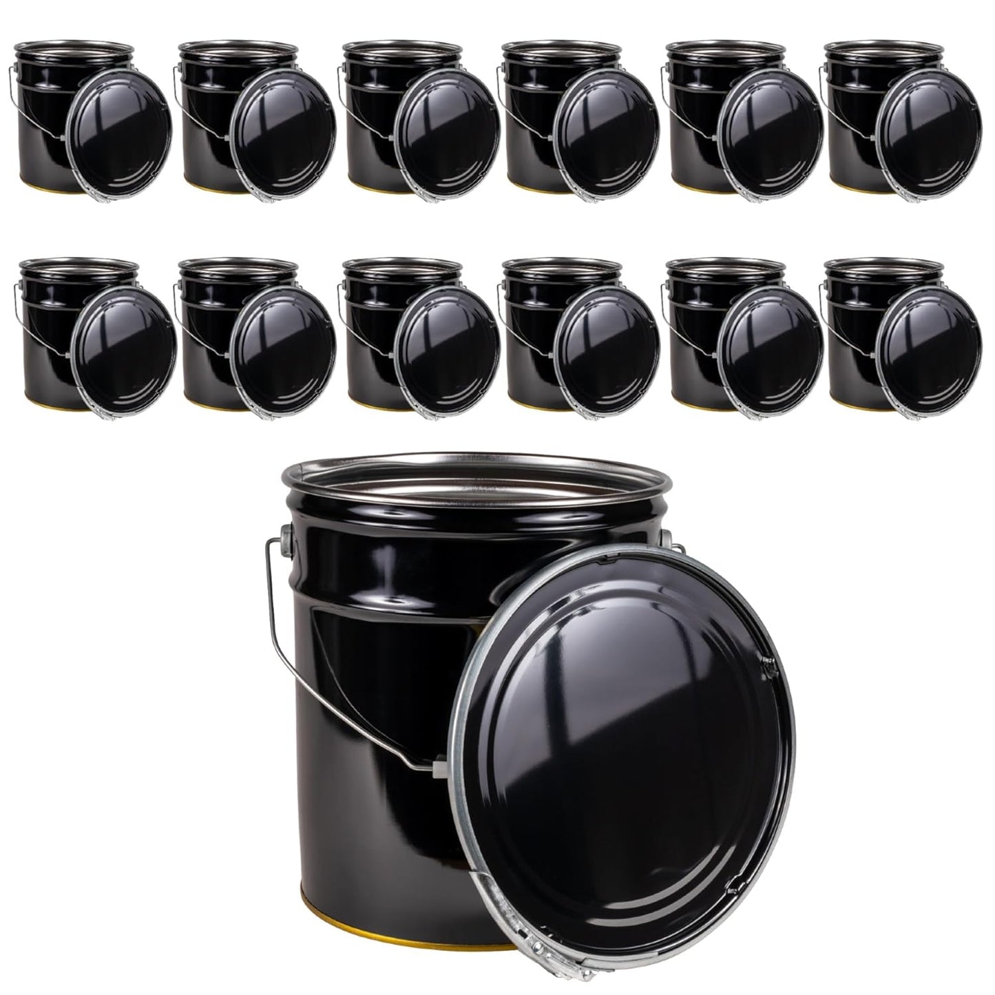 5 Gallon Black Metal Bucket with Heavy Duty Lever Lock Lid
