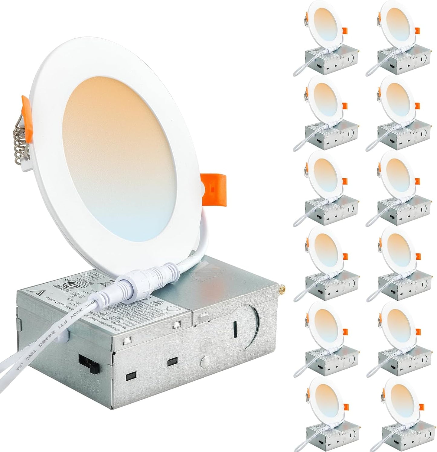 DLLT LED Recessed Ceiling Lights: Ultra-Thin 4 Inch 12 Pack
