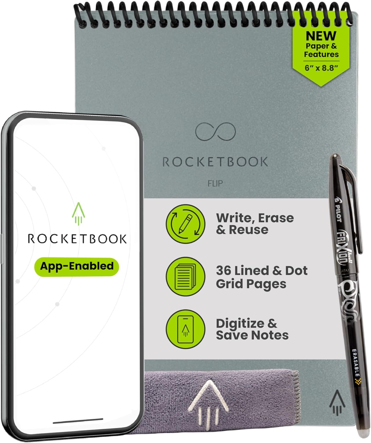 Rocketbook Flip Executive Size Notebook for Endless Notetaking