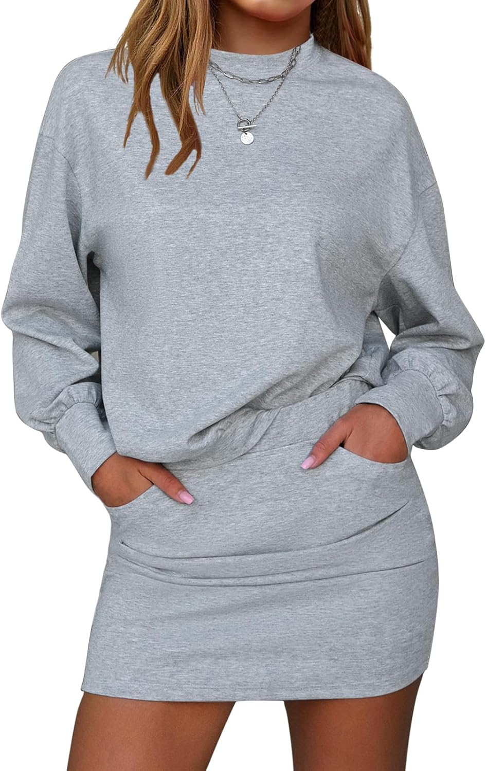 EXLURA Womens Fall Two Piece Skirt Sets for Casual Style