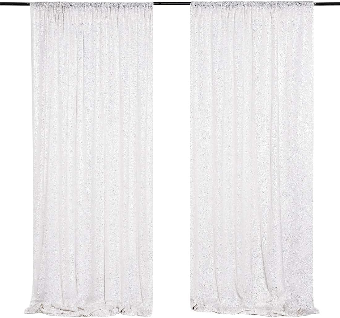 White Sequin Backdrop Curtains for Stunning Party Decor