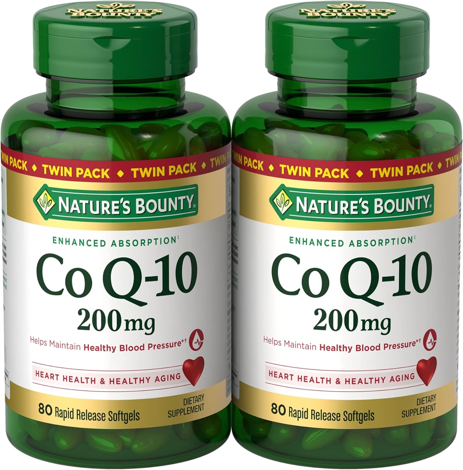 Natures Bounty CoQ10 200 mg Softgels for Heart Health Support