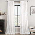 Linen White Curtains 90 in Long Panels - Light Filtering Privacy