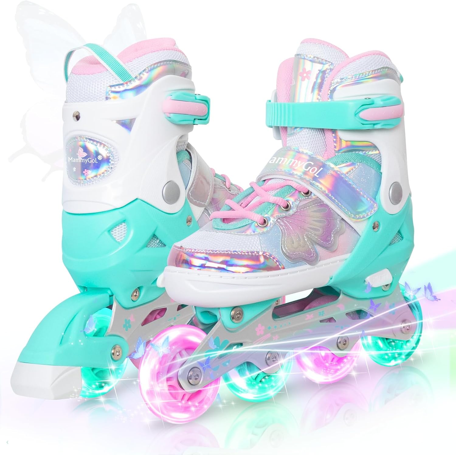MammyGol Inline Skates for Girls with Adjustable Sizes and Lights