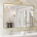WEER Gold Bathroom Mirror 40x30 in Brushed Gold Frame - Classic Vanity