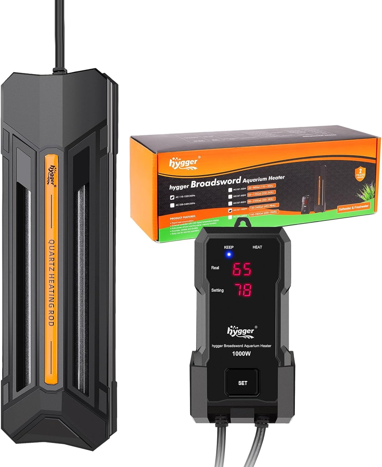 hygger 800W Aquarium Heater with Digital Display for Fish Tanks