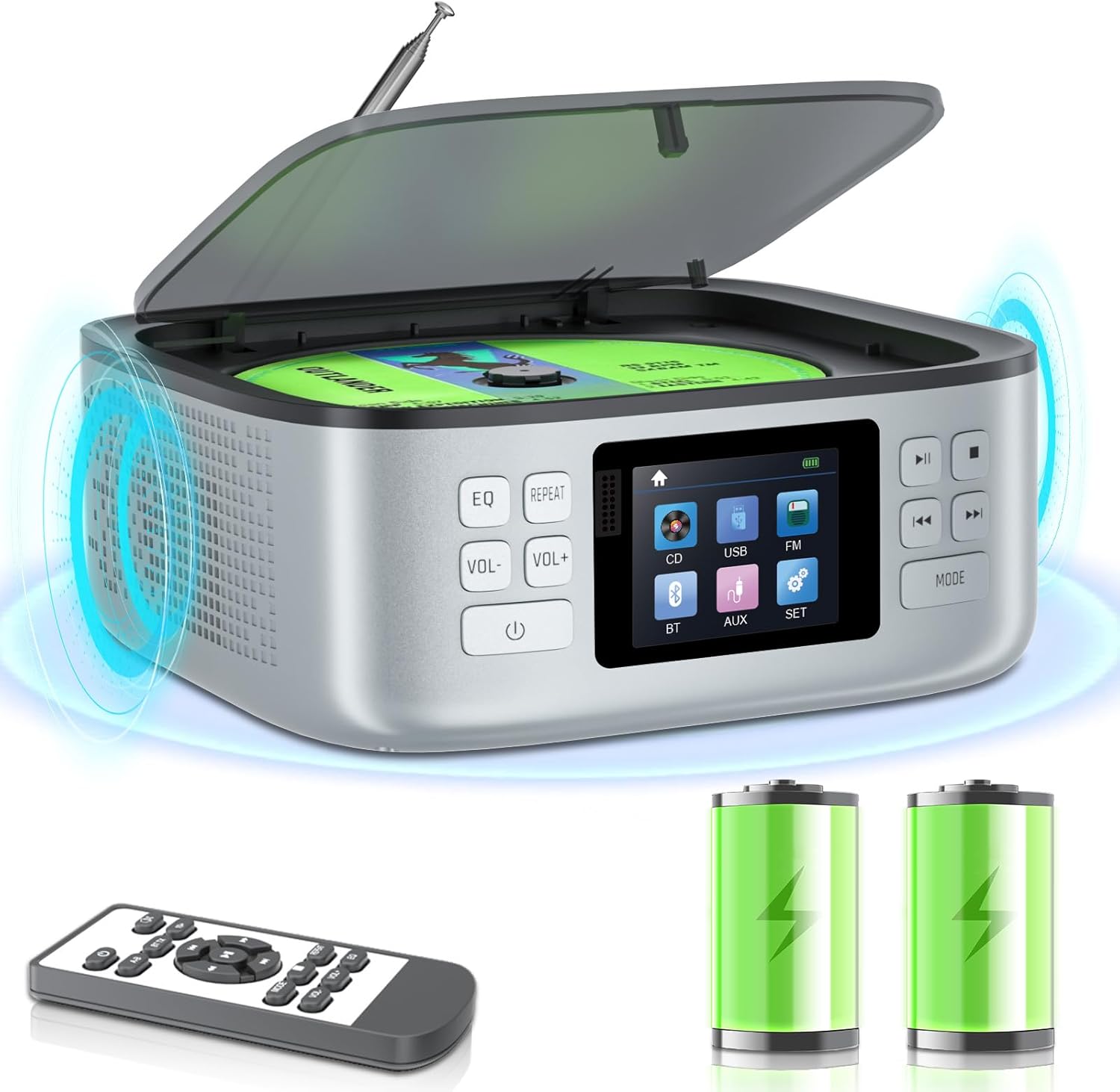Portable CD Player Boombox with Bluetooth and FM Radio Function