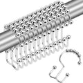 Shower Curtain Hooks Sturdy Stainless Steel Double Sided Rings