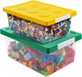 Plastic Storage Bins with Lids - Stackable Toy Organizer Set of 2