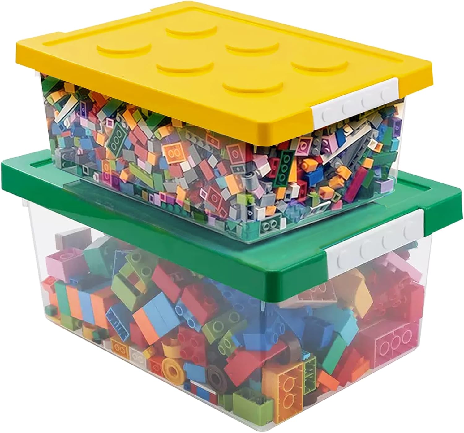 Loobuu Plastic Storage Bins with Lids - Stackable Toy Organizers