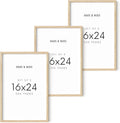 Picture Frames Set of 3 Beige 16x24 Frames for Wall Art - Light Oak