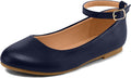 K KomForme Girl's Ballerina Flat Ankle Strap Ballet Flats - Removable