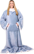 Snuggie Sherpa Wearable Blanket for Adults - Cozy Dusty Blue